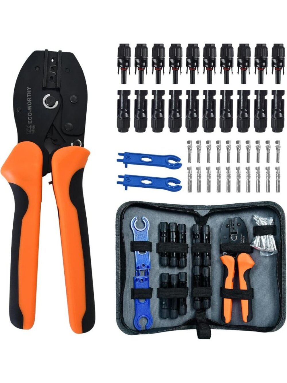 13-Piece Solar Crimper Tool Kit - Crimper, Connectors & Wrenches for Panel